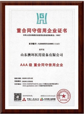 重合同守信用證書